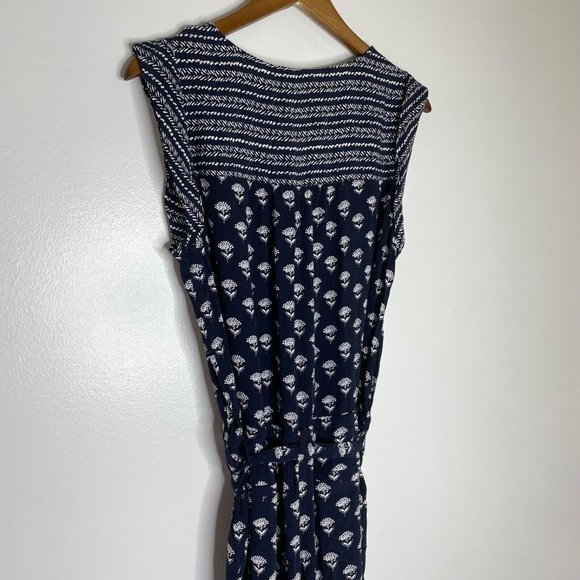 Loft Blue Floral Sleeveless Button Front 4" Shorts Romper Size Large Women’s - Picture 9 of 13